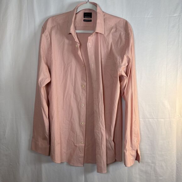 Men’s Greg Norman Orange Checked Performance Stretch Shirt Size XL Preowned - Picture 3 of 16